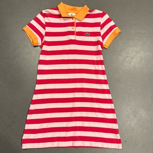 EUC striped Lacoste girls polo dress size 16 - Picture 1 of 3